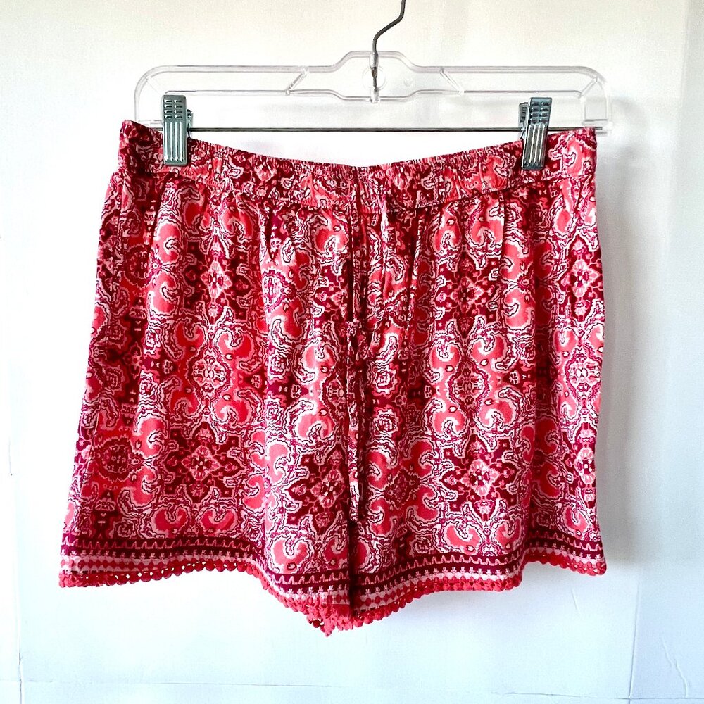 Hollister Shorts, Pink Pull-on Draw String, Crochet Hem, RN 75654, Size M, EC!